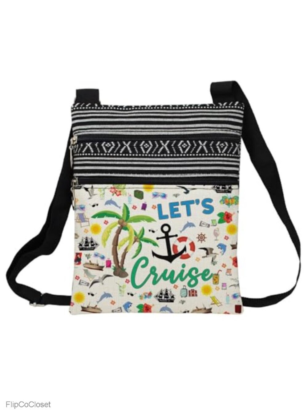 Polyester Crossbody Bag Adjustable Strap Ethnic Print Small Lightweight Casual